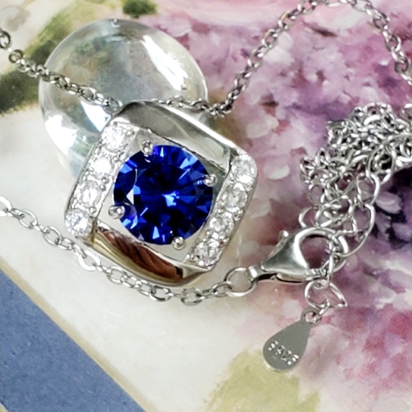 NEW Sapphire and Diamond Pendant Necklace - Picture 4 of 8